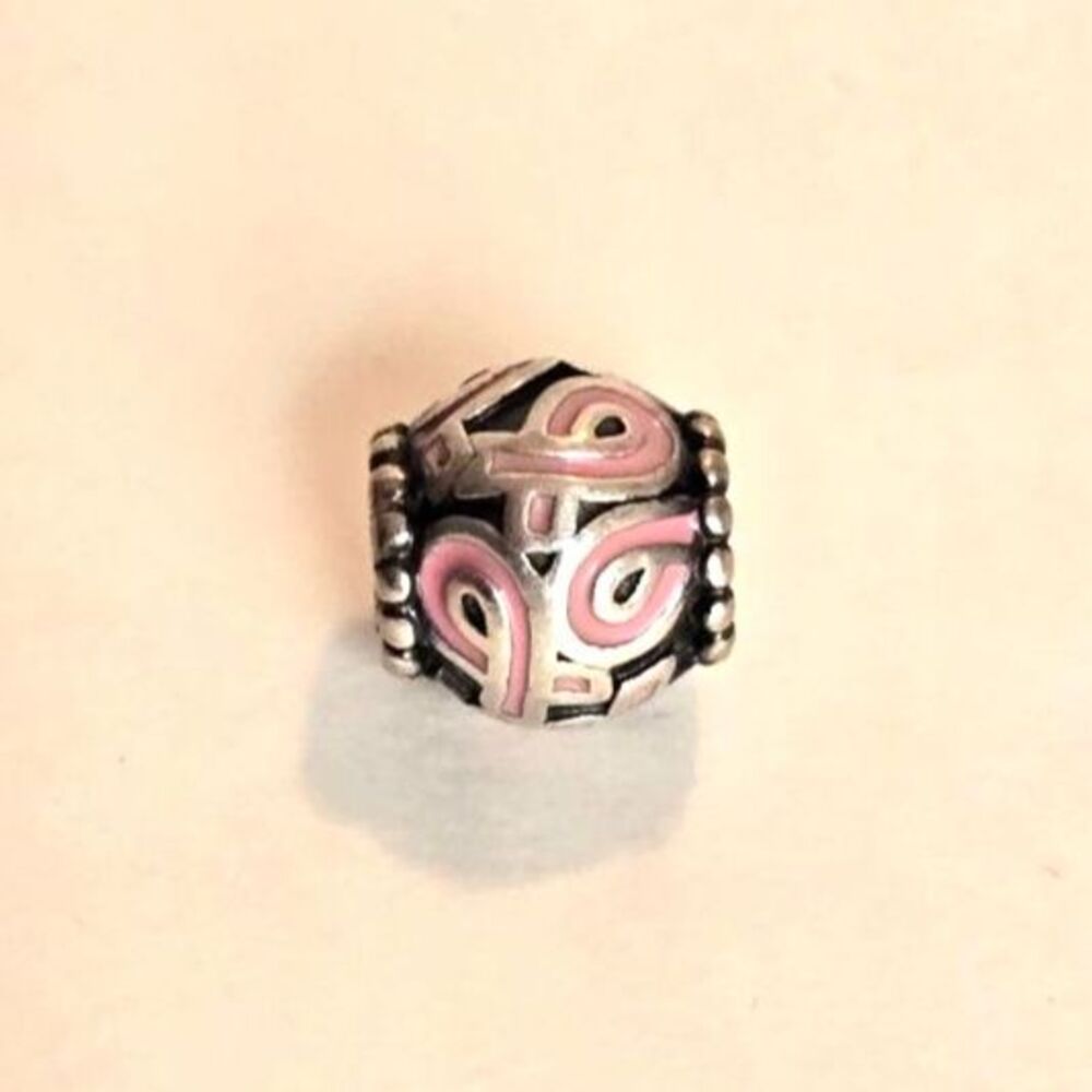 PANDORA Pink Ribbon Hope Charm Breast Cancer Awareness Sterling Silver Enamel